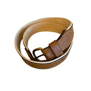 Hilton Head Leather & Canvas Mens Belt With Brass Buckle Size 36